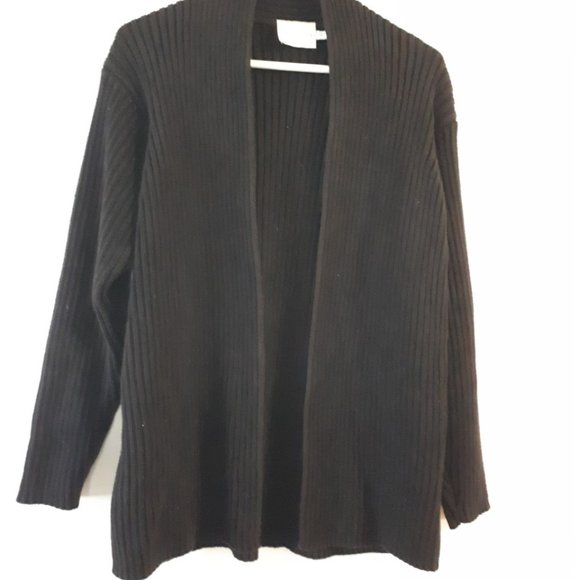 Black Ribbed Cardigan - Picture 2 of 2